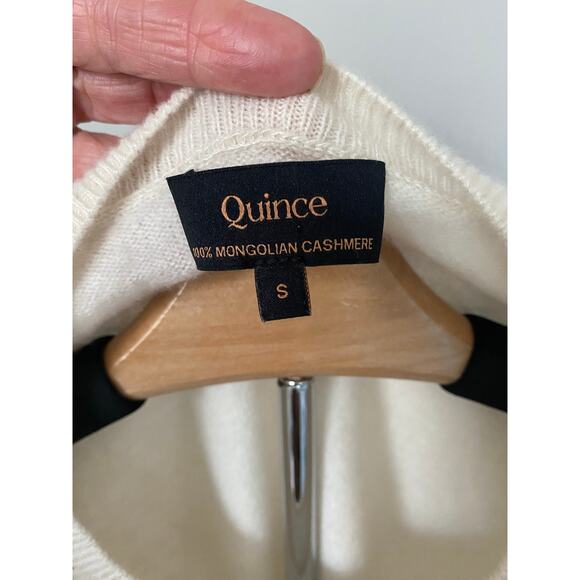 Quince Sweater Mongolian Cashmere Tee Shirt Short Sleeve Crew Neck Cream Size Sm - Picture 6 of 12